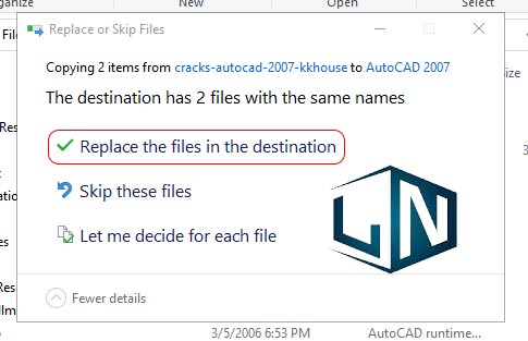 Chọn Replace The File in the destination